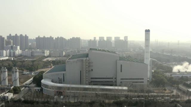 航拍上海江桥生活垃圾焚烧厂4k视频视频素材