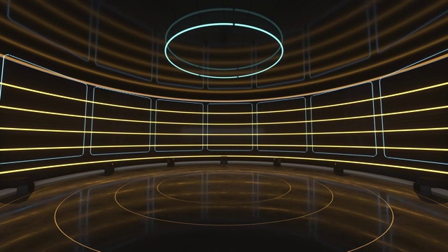 循环旋转的科幻室内空间 3D渲染视频下载