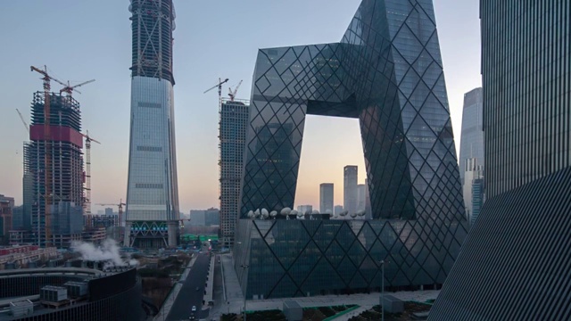 中国北京市：城市风光 央视总部大楼视频下载