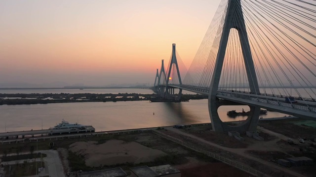 珠海洪鹤大桥日落航拍视频视频素材