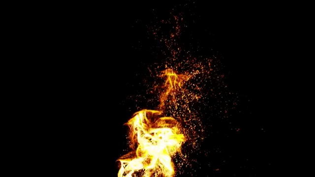 3D渲染燃烧的金色火焰动画视频素材
