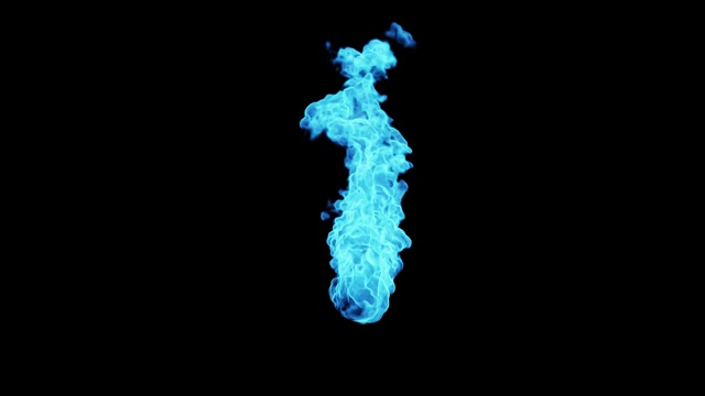 3D渲染黑底背景前燃烧的一团火焰视频素材