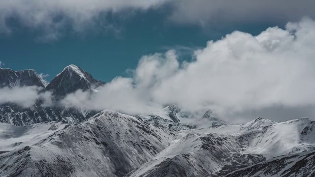 4K30P雪山山脉日照白云蓝天延时视频素材