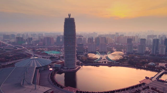 航拍郑州CBD城市风光视频素材