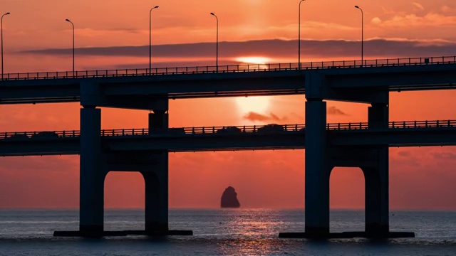 大连星海湾大桥日出景观视频下载