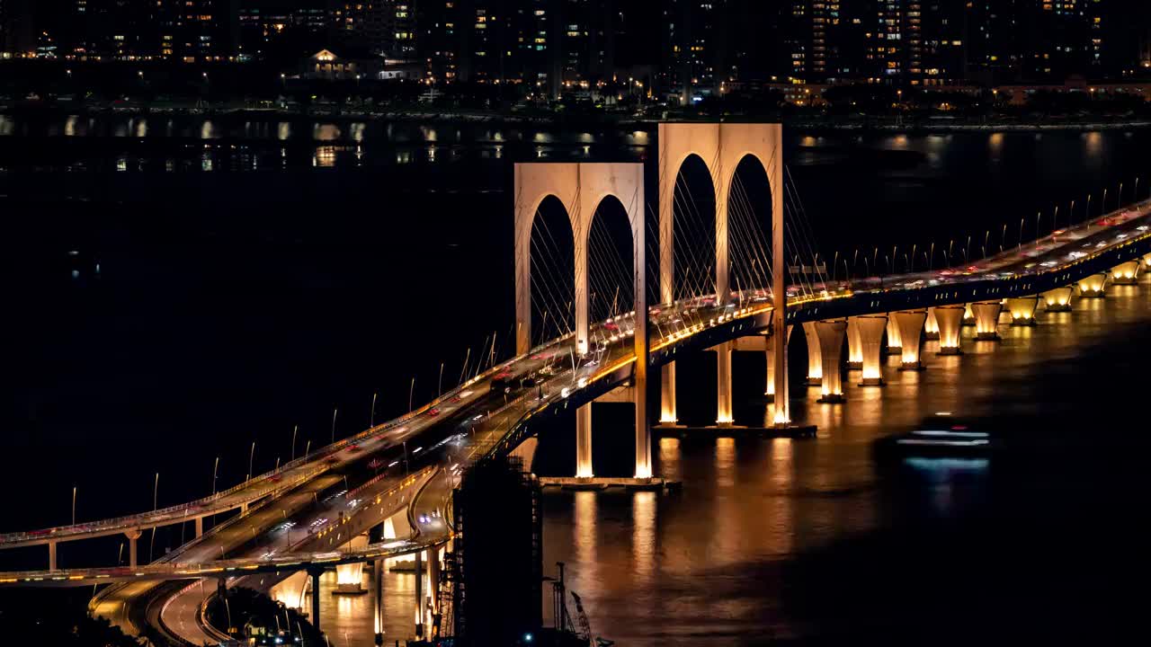 澳门西湾大桥夜景视频下载