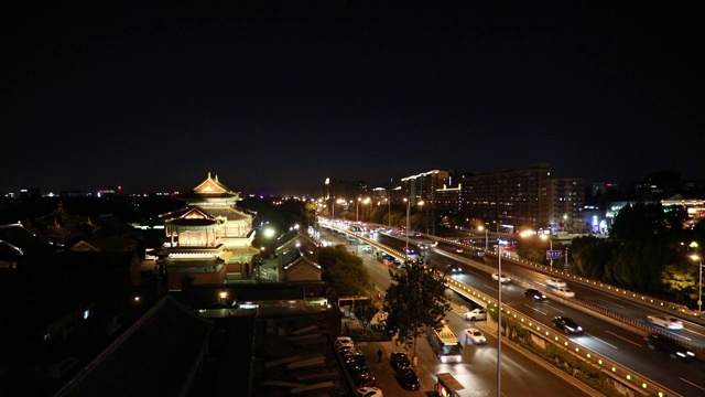中国北京市城市风光：雍和宫夜景视频素材