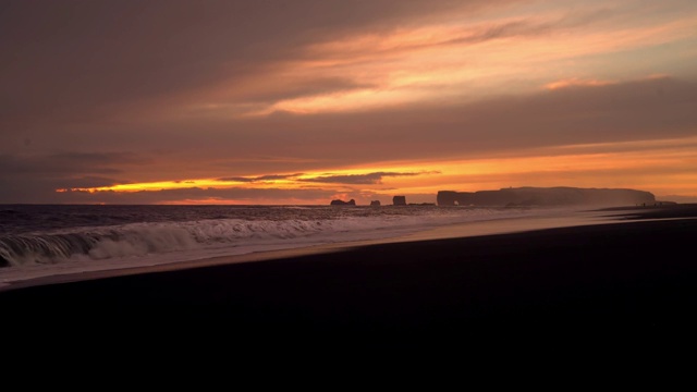 北欧冰岛笔架山黑沙滩视频素材