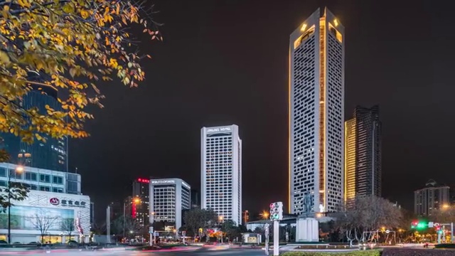 南京新街口繁华夜景视频素材