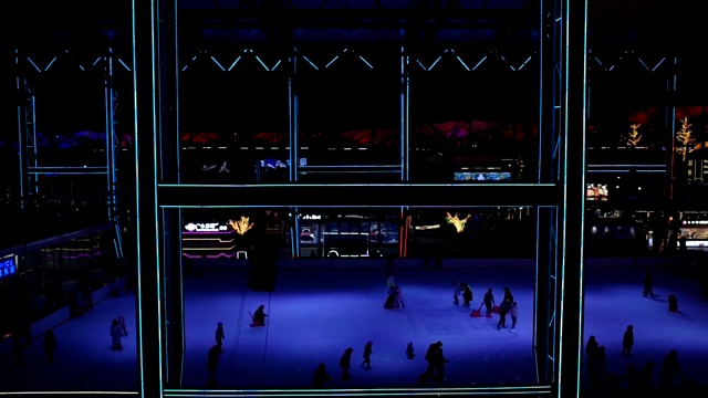 北京五棵松公园冰乐园灯光夜景视频素材