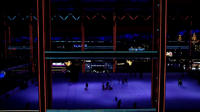 北京五棵松公园冰乐园灯光夜景视频素材