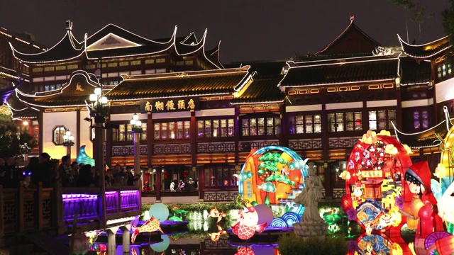 中国春节元宵节上海豫园灯会视频素材