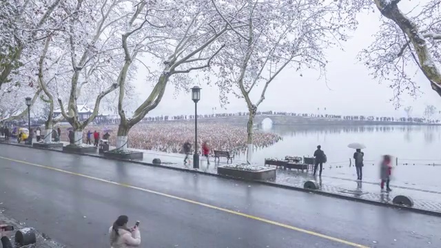 杭州西湖断桥残雪视频素材