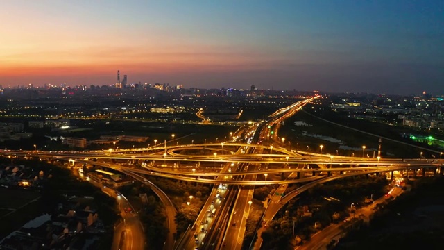 航拍视角下的上海高架桥俯拍4K高清视频视频素材