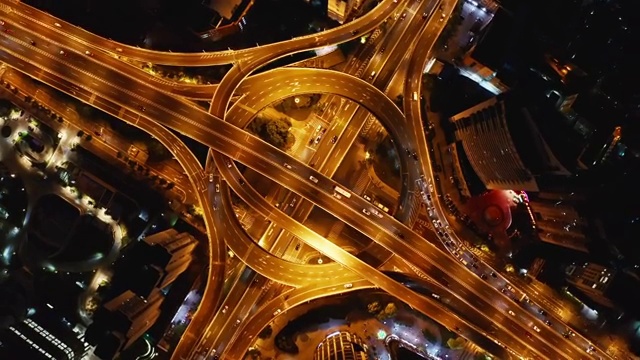 航拍视角下的上海大柏树立交桥俯拍4K高清视频视频素材
