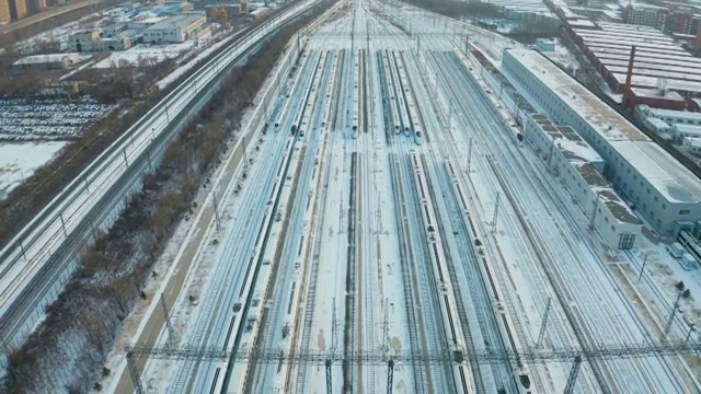 辽宁沈阳冬季高铁站航拍视频素材