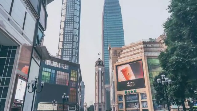 重庆解放碑大范围移动延时视频视频下载