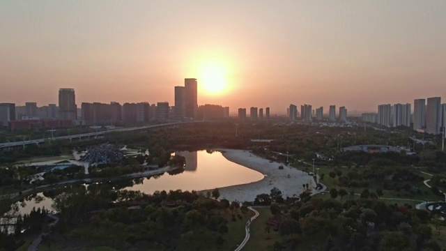 航拍安徽省合肥市滨湖区城市风光视频下载
