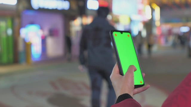 4k高清视频街头商业街浏览绿屏可抠图手机视频素材