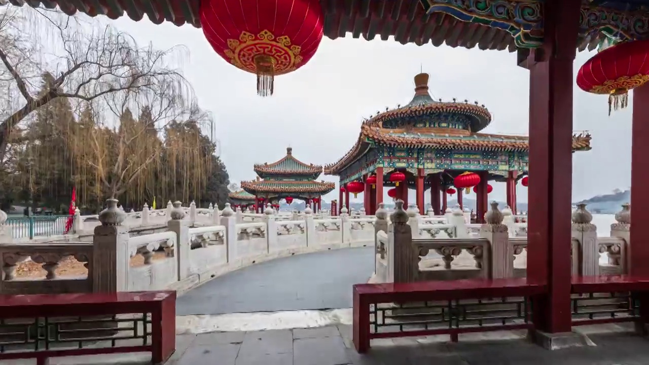 北京北海公园五龙亭的4k大范围延时视频视频素材