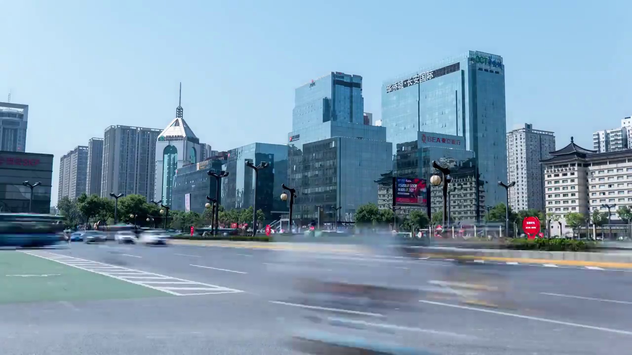 陕西西安华侨城交通延时视频素材