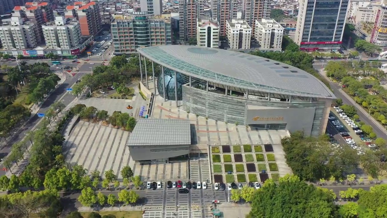 广东省东莞市人民政府中心广场和体育场航拍视频素材