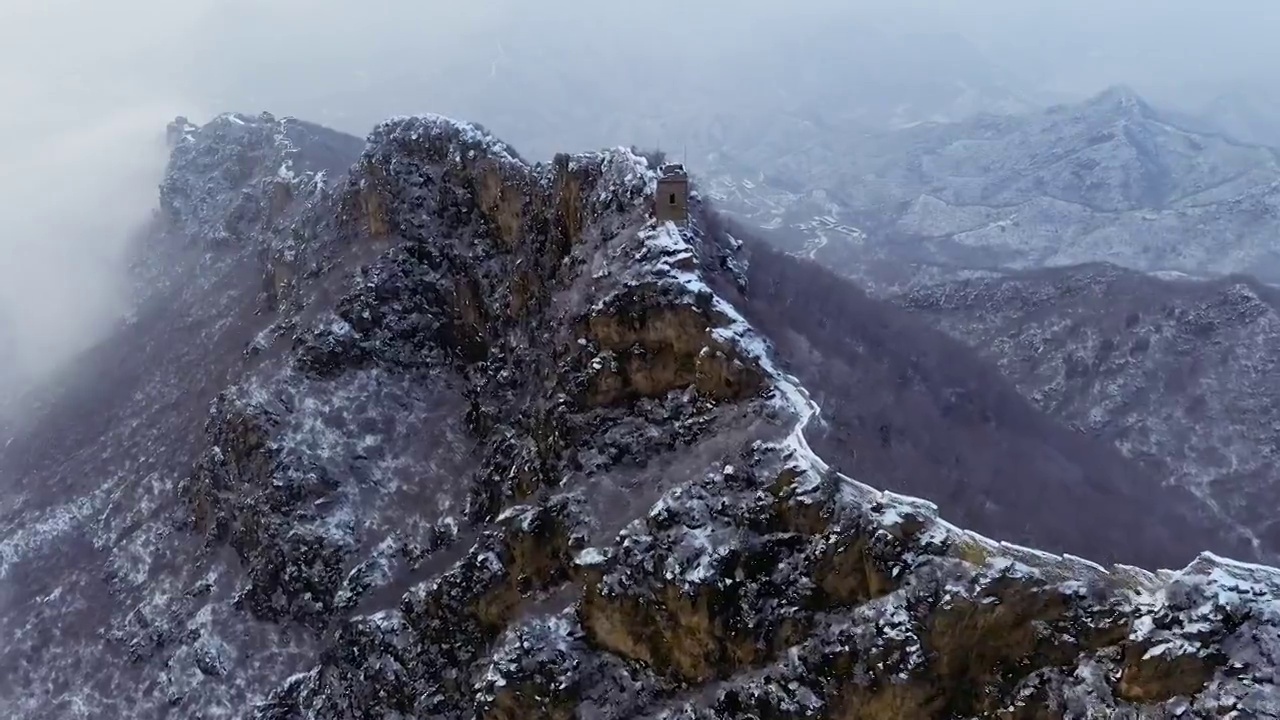 雪后北京密云司马台长城视频素材