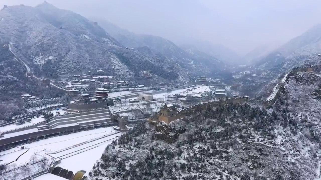 北京昌平居庸关长城雪景视频素材
