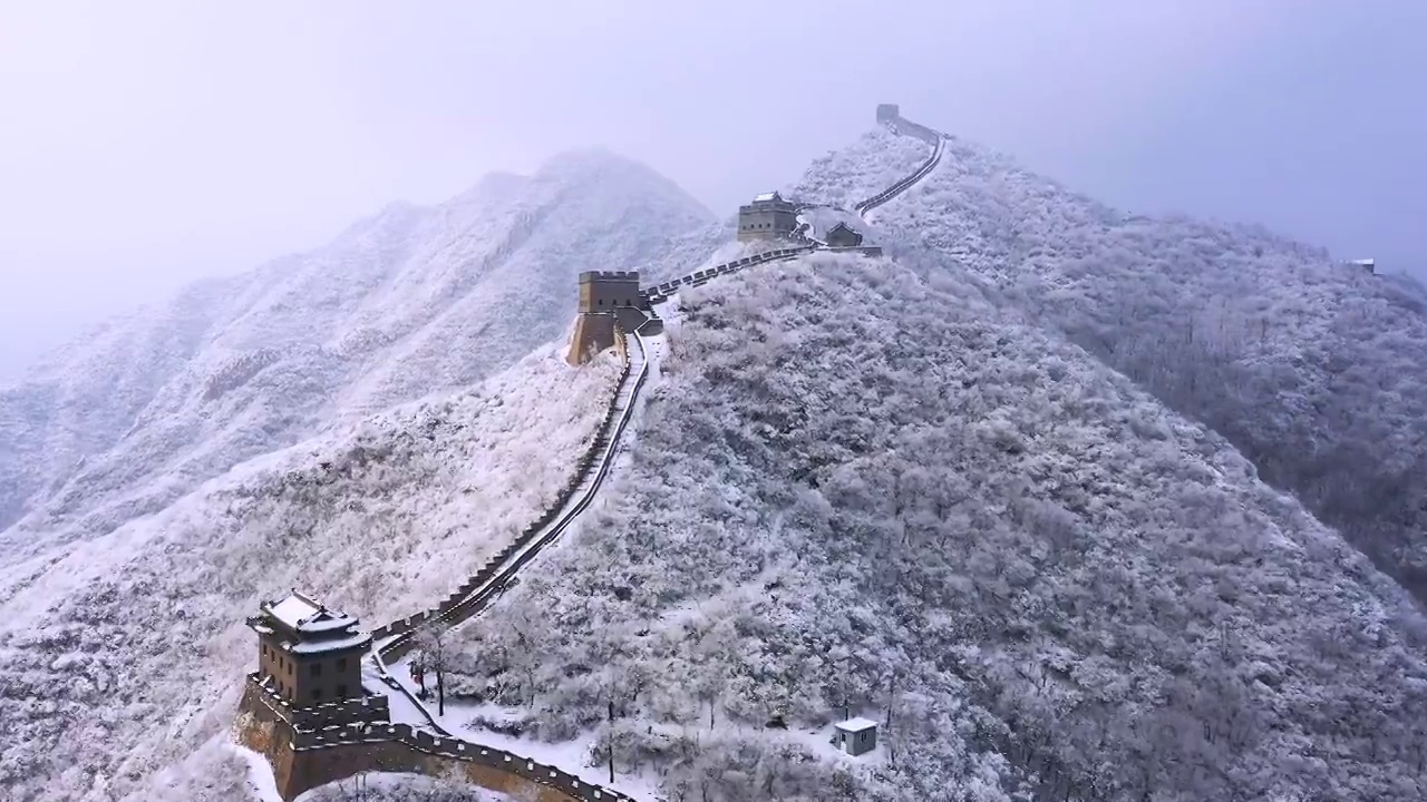 北京昌平居庸关长城雪景视频下载