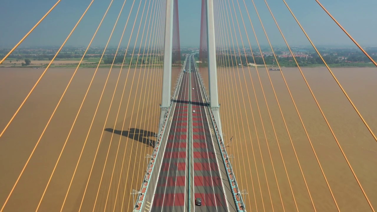 江西九江长江二桥城市交通运输景观航拍视频素材