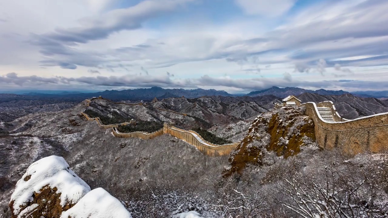 金山岭长城雪景视频素材