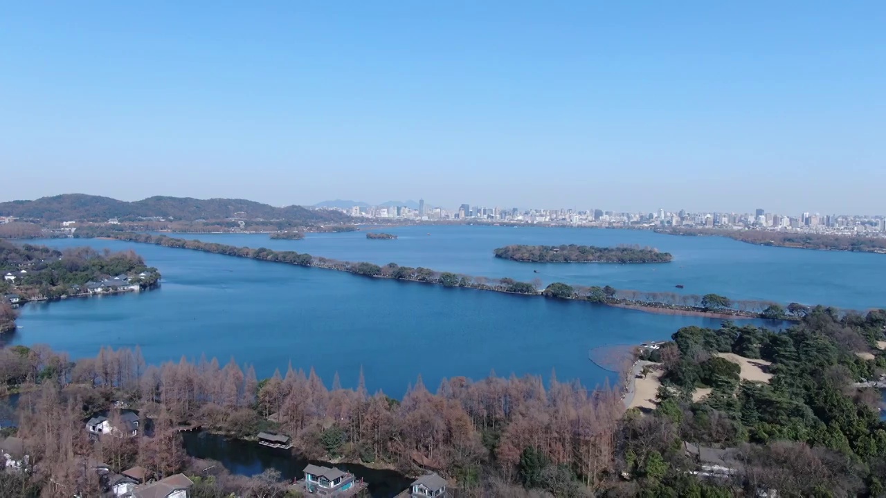 杭州西湖航拍 杨公堤  苏堤视频素材