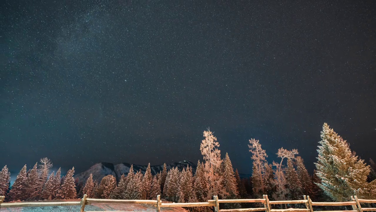 白天到夜晚 冬季北疆的星空延时摄影 双子座流星雨视频素材