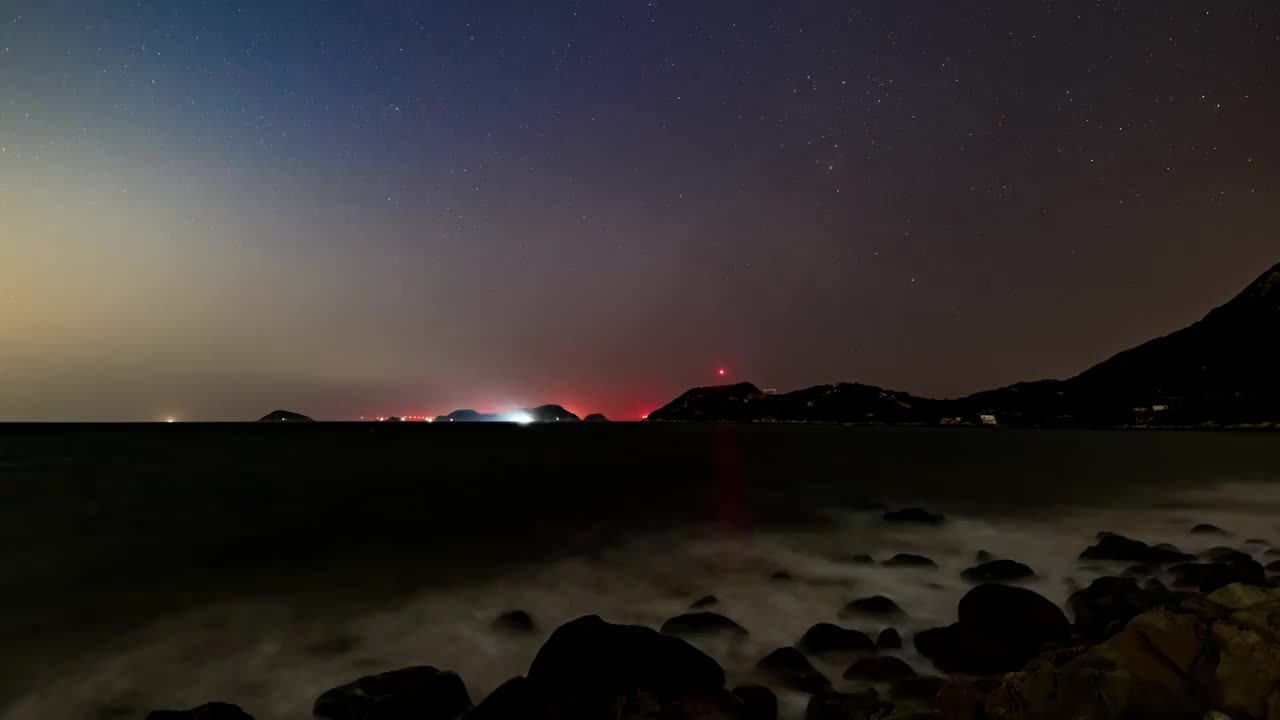 广东珠海金湾西沙滩2021荧光海星空视频下载
