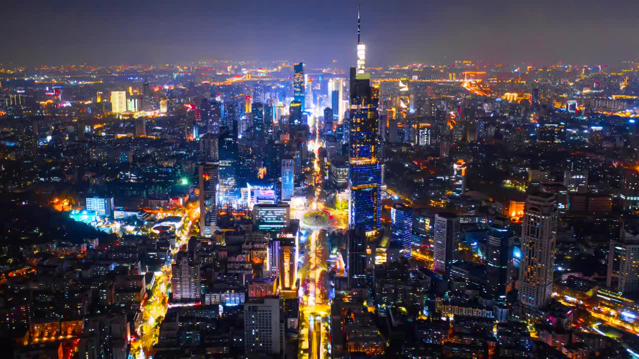 南京夜景航拍延时摄影视频素材