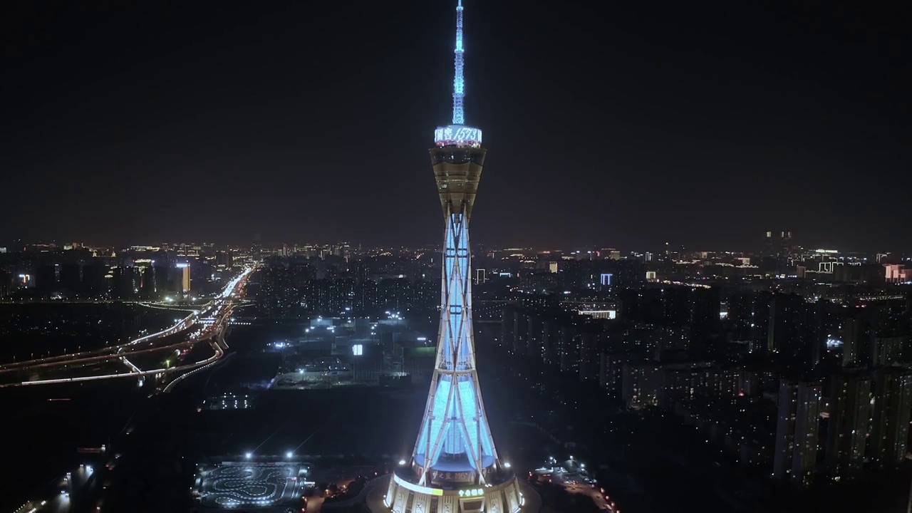 郑州中原福塔夜景航拍视频素材