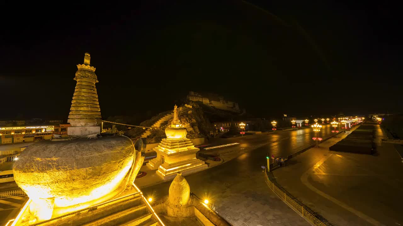 延时摄影西藏风光拉萨布达拉宫日出视频素材