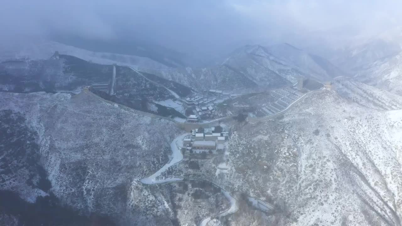 山西忻州雁门关长城雪景视频素材