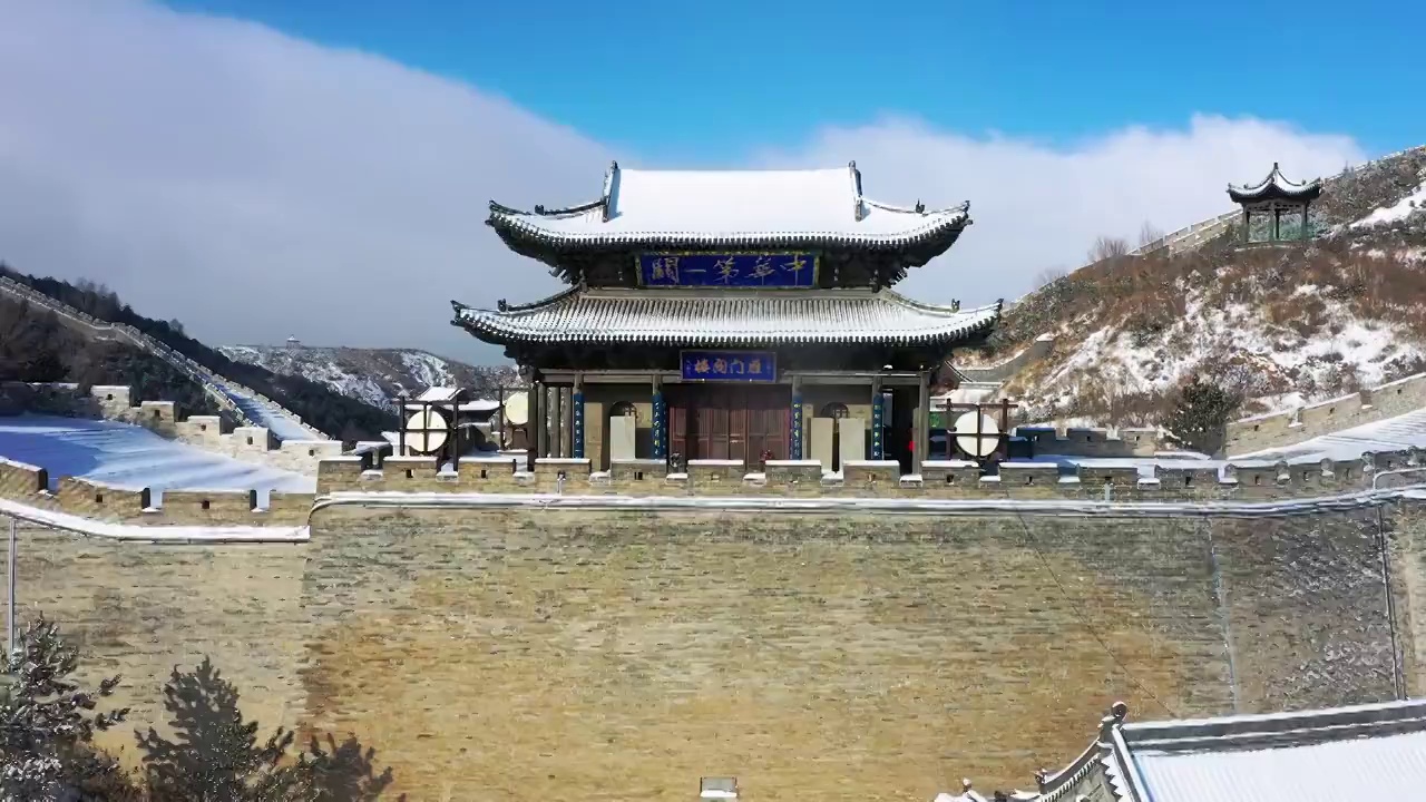 山西忻州雁门关长城雪景视频素材