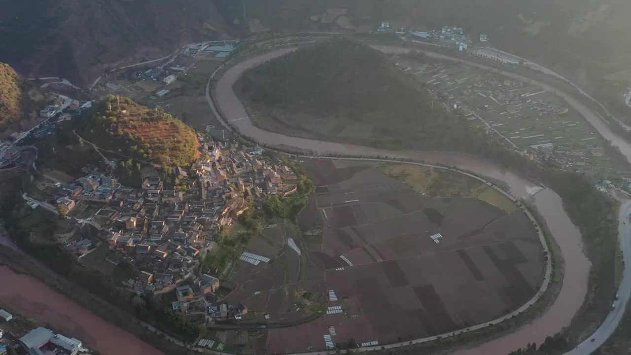 云南大理诺邓太极锁水航拍自然风光视频素材