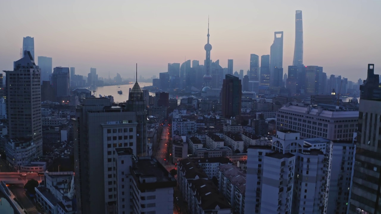 上海黄浦区起飞航拍视频素材