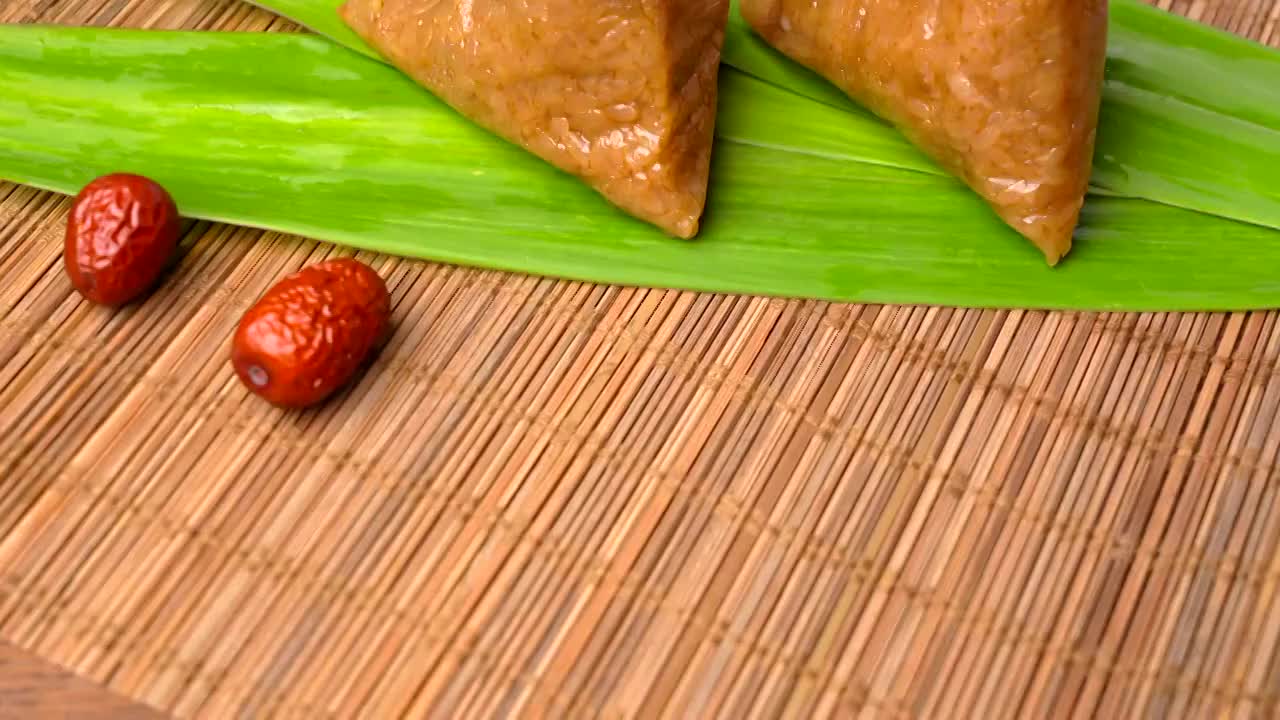 中国绿色食品端午节传统节日美食粽子视频素材