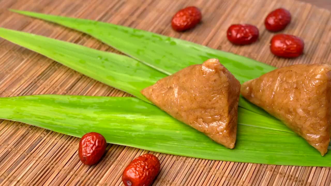 中国绿色食品端午节传统节日美食粽子视频素材