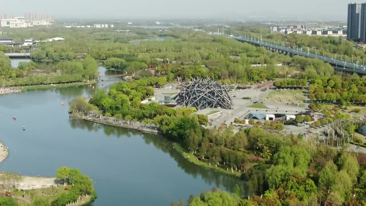 航拍合肥市塘西河公园视频素材
