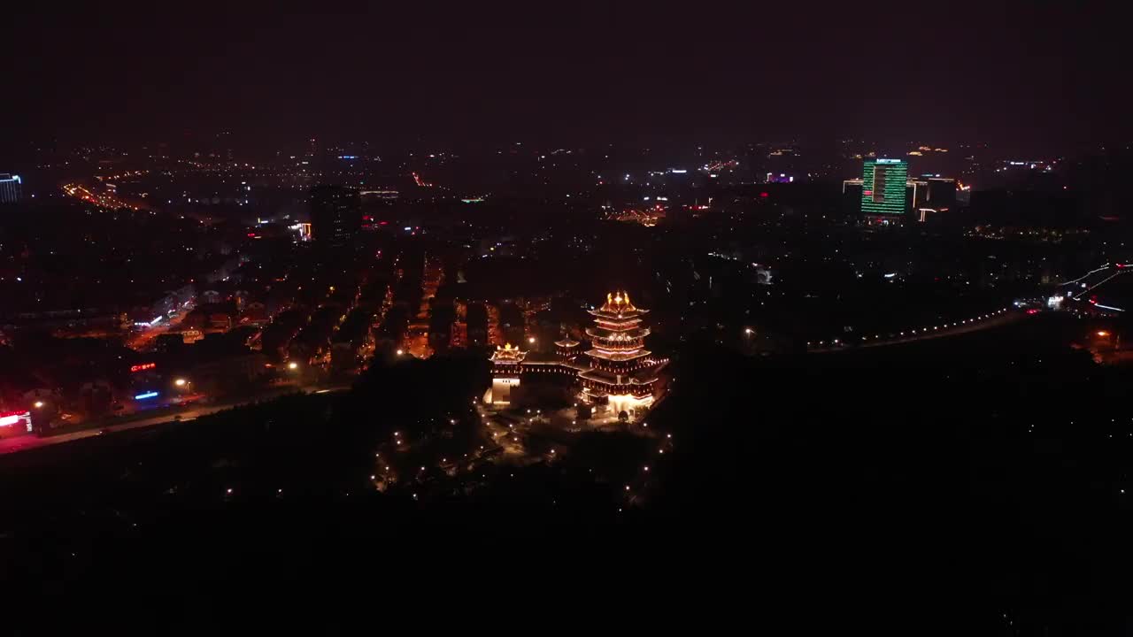 义乌市鸡鸣阁夜景8视频素材