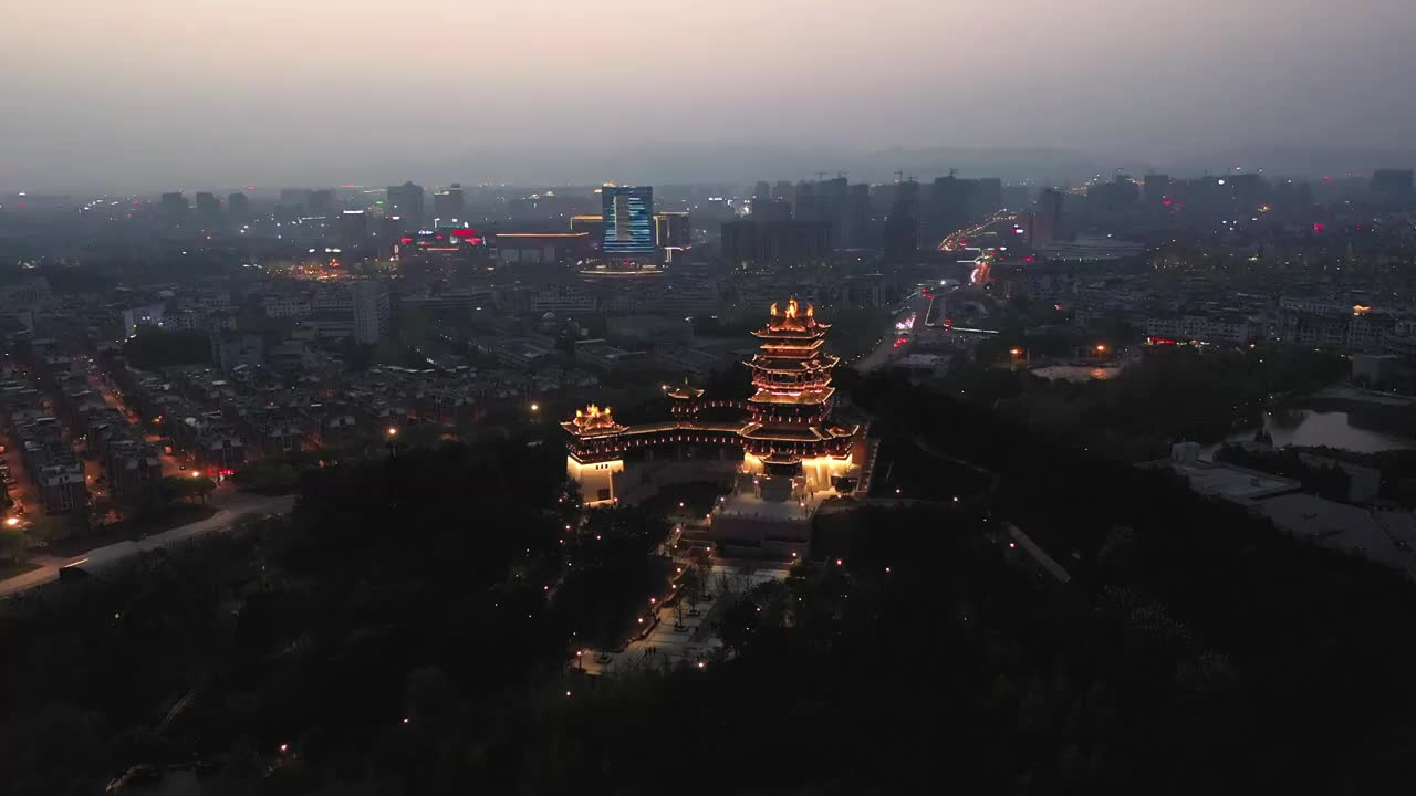 义乌市鸡鸣阁夜景27视频素材
