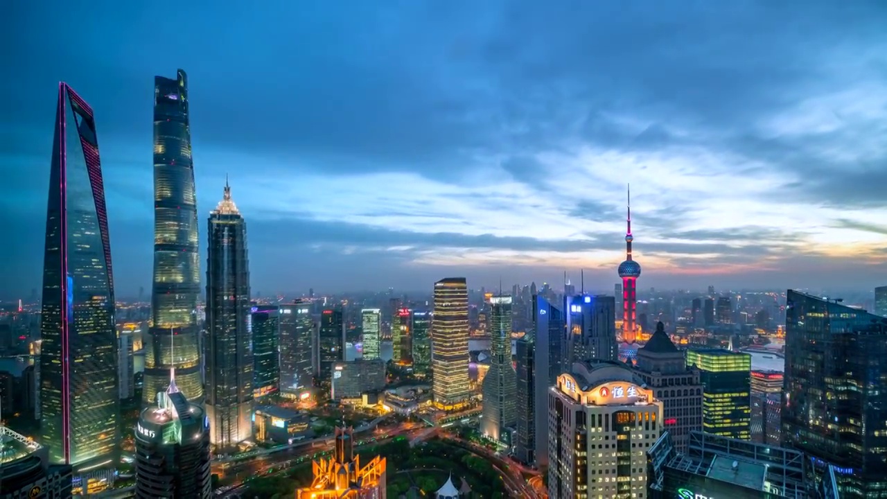 上海城市风光夕阳4k延时视频视频素材