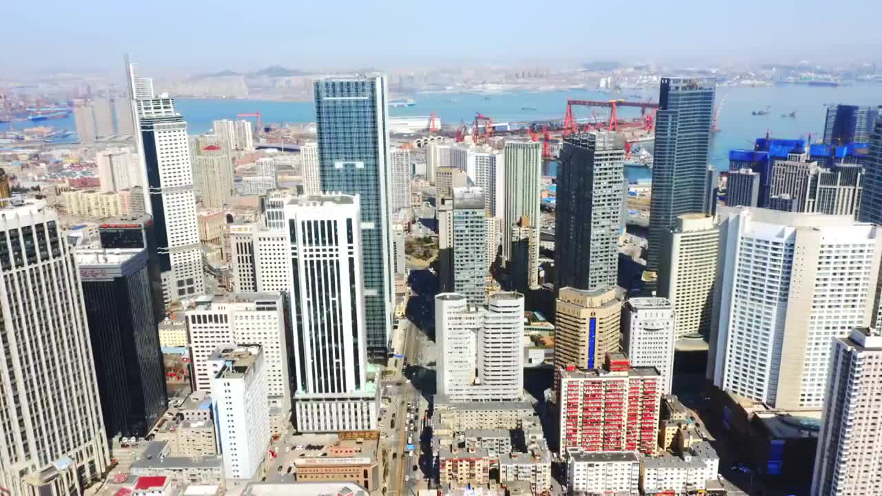 航拍大连城市风光视频素材