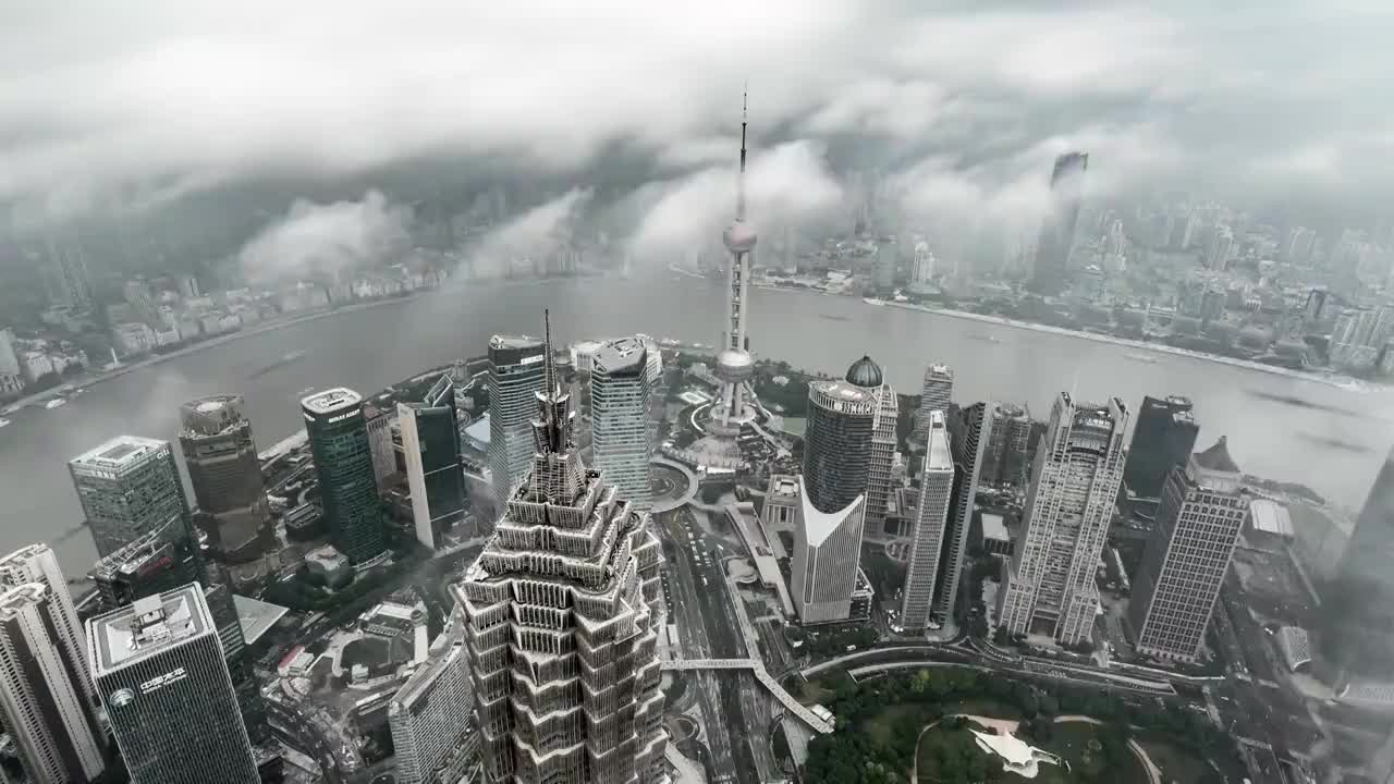 上海城市风光云雾延时视频素材