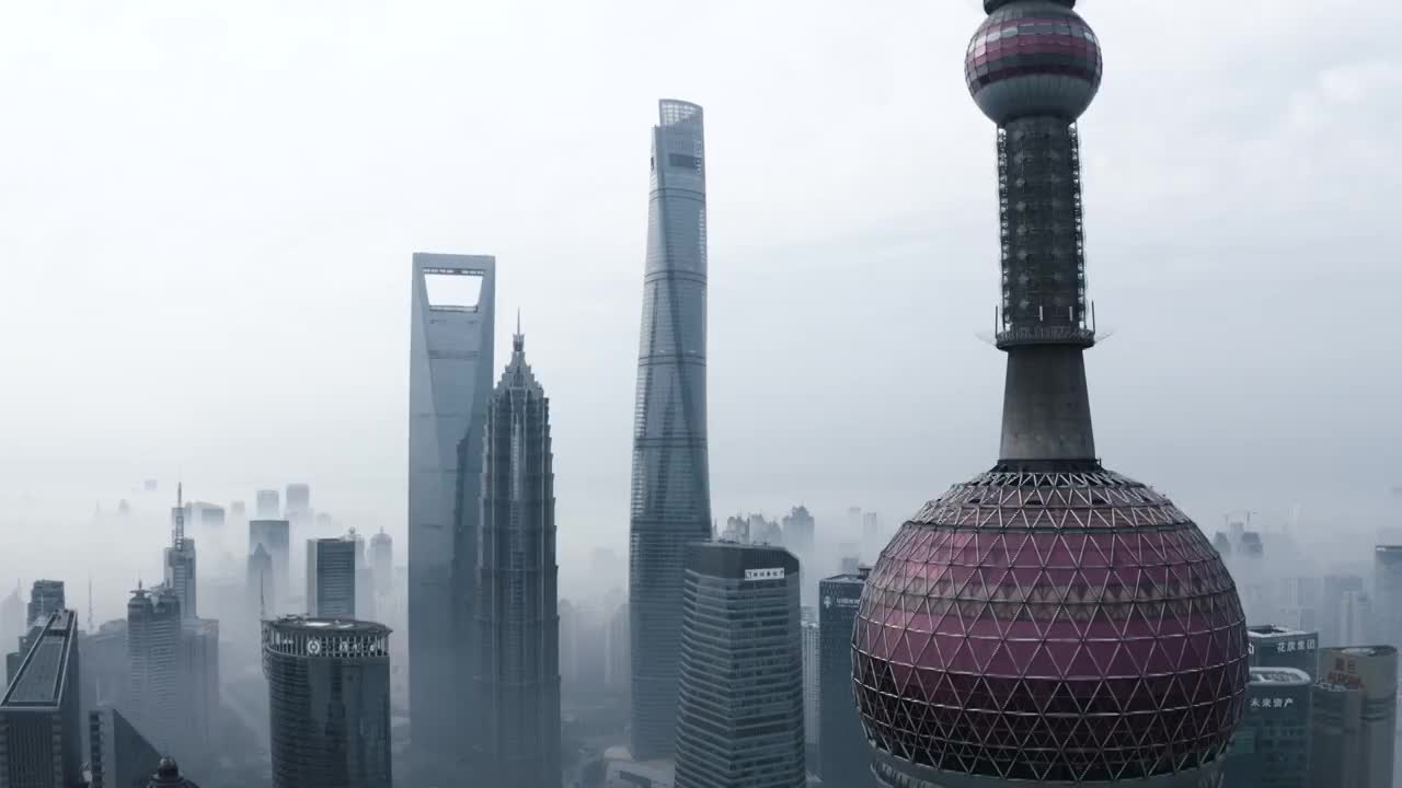 上海陆家嘴平流雾航拍延时视频下载